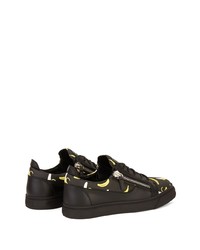 schwarze bedruckte Leder niedrige Sneakers von Giuseppe Zanotti