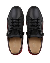 schwarze bedruckte Leder niedrige Sneakers von Giuseppe Zanotti
