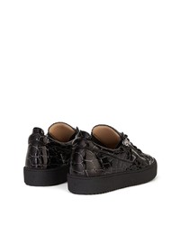 schwarze bedruckte Leder niedrige Sneakers von Giuseppe Zanotti