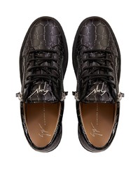 schwarze bedruckte Leder niedrige Sneakers von Giuseppe Zanotti