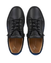 schwarze bedruckte Leder niedrige Sneakers von Giuseppe Zanotti