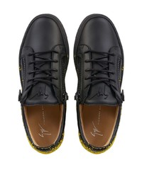 schwarze bedruckte Leder niedrige Sneakers von Giuseppe Zanotti