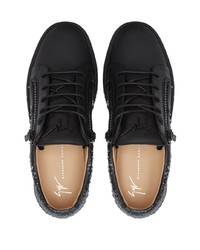 schwarze bedruckte Leder niedrige Sneakers von Giuseppe Zanotti