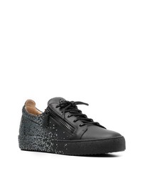 schwarze bedruckte Leder niedrige Sneakers von Giuseppe Zanotti