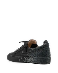 schwarze bedruckte Leder niedrige Sneakers von Giuseppe Zanotti