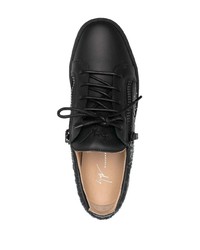 schwarze bedruckte Leder niedrige Sneakers von Giuseppe Zanotti