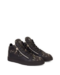 schwarze bedruckte Leder niedrige Sneakers von Giuseppe Zanotti