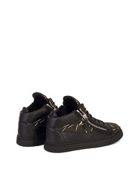 schwarze bedruckte Leder niedrige Sneakers von Giuseppe Zanotti