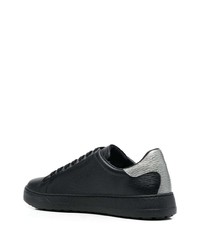 schwarze bedruckte Leder niedrige Sneakers von Salvatore Ferragamo