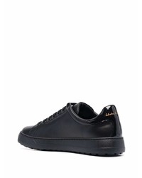 schwarze bedruckte Leder niedrige Sneakers von Salvatore Ferragamo