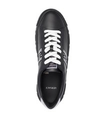 schwarze bedruckte Leder niedrige Sneakers von Versace