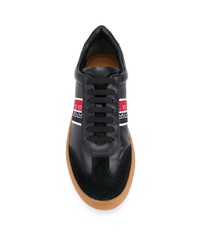 schwarze bedruckte Leder niedrige Sneakers von Bally