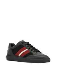 schwarze bedruckte Leder niedrige Sneakers von Bally