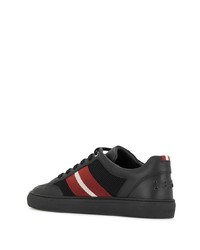 schwarze bedruckte Leder niedrige Sneakers von Bally