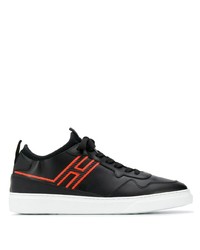 schwarze bedruckte Leder niedrige Sneakers von Hogan