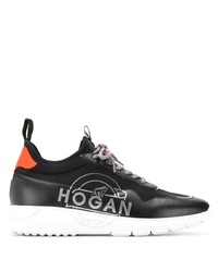 schwarze bedruckte Leder niedrige Sneakers von Hogan
