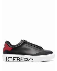 schwarze bedruckte Leder niedrige Sneakers von Iceberg