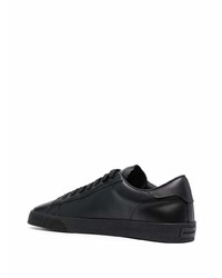 schwarze bedruckte Leder niedrige Sneakers von DSQUARED2