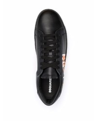 schwarze bedruckte Leder niedrige Sneakers von DSQUARED2