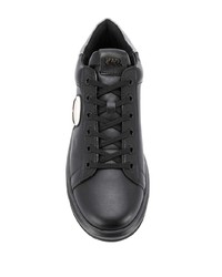 schwarze bedruckte Leder niedrige Sneakers von Karl Lagerfeld