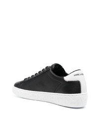 schwarze bedruckte Leder niedrige Sneakers von Karl Lagerfeld