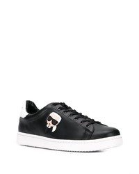 schwarze bedruckte Leder niedrige Sneakers von Karl Lagerfeld