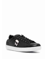 schwarze bedruckte Leder niedrige Sneakers von Karl Lagerfeld