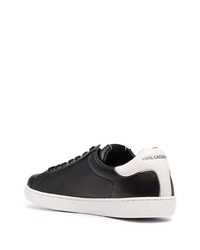 schwarze bedruckte Leder niedrige Sneakers von Karl Lagerfeld