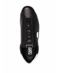 schwarze bedruckte Leder niedrige Sneakers von Karl Lagerfeld