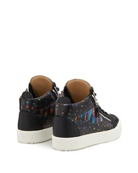 schwarze bedruckte Leder niedrige Sneakers von Giuseppe Zanotti