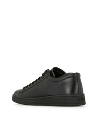 schwarze bedruckte Leder niedrige Sneakers von Kenzo