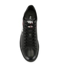 schwarze bedruckte Leder niedrige Sneakers von Kenzo