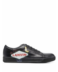 schwarze bedruckte Leder niedrige Sneakers von Lanvin