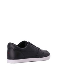 schwarze bedruckte Leder niedrige Sneakers von Tommy Hilfiger