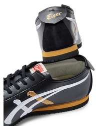 schwarze bedruckte Leder niedrige Sneakers von Onitsuka Tiger