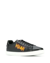 schwarze bedruckte Leder niedrige Sneakers von DSQUARED2