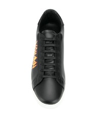 schwarze bedruckte Leder niedrige Sneakers von DSQUARED2