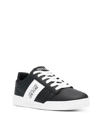 schwarze bedruckte Leder niedrige Sneakers von VERSACE JEANS COUTURE