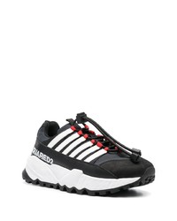 schwarze bedruckte Leder niedrige Sneakers von DSQUARED2