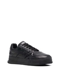 schwarze bedruckte Leder niedrige Sneakers von DSQUARED2