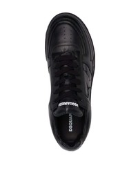 schwarze bedruckte Leder niedrige Sneakers von DSQUARED2