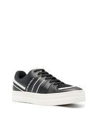 schwarze bedruckte Leder niedrige Sneakers von Emporio Armani