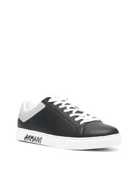 schwarze bedruckte Leder niedrige Sneakers von Armani Exchange