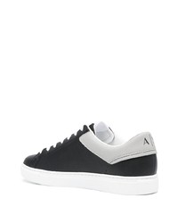 schwarze bedruckte Leder niedrige Sneakers von Armani Exchange