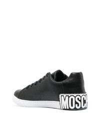 schwarze bedruckte Leder niedrige Sneakers von Moschino