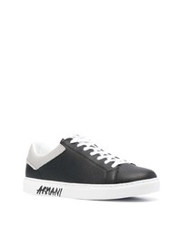 schwarze bedruckte Leder niedrige Sneakers von Armani Exchange