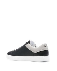 schwarze bedruckte Leder niedrige Sneakers von Armani Exchange