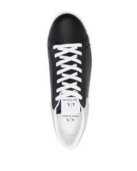 schwarze bedruckte Leder niedrige Sneakers von Armani Exchange