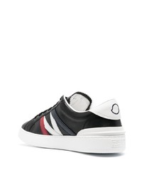 schwarze bedruckte Leder niedrige Sneakers von Moncler