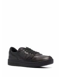 schwarze bedruckte Leder niedrige Sneakers von Ea7 Emporio Armani